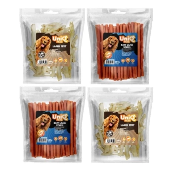 Snacks para perros UNIQ PETS 2x500g Palitos de cordero y premios para perros UNIQ PETS pezuñas de cordero 2x300g