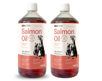 Lab-V 100% Aceite de Salmón para Perros y Gatos de Todas las Edades 2x1000 ml Prensado en Frío
