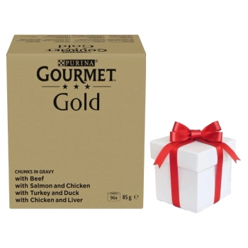 Purina Gourmet Gold Pieces en salsa 96x85g + ¡Sorpresa GRATIS para el Gato!