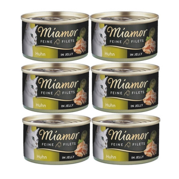 Miamor Feine Filetes en gelatina - comida húmeda para gatos pollo lata 6x100g