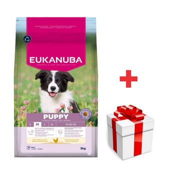 EUKANUBA Crecimiento Cachorro Raza Mediana Pollo 3 kg + sorpresa para el perro