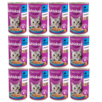 WHISKAS Adult lata 12x400 g - comida húmeda para gatos adultos, trozos con atún en gelatina