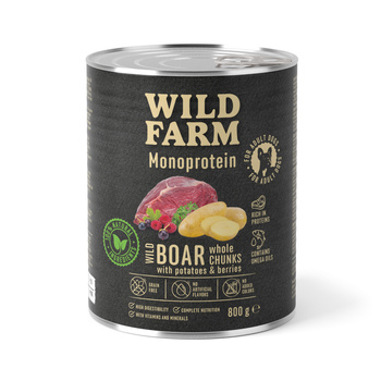 WILD FARM Monoproteína de Jabalí 12x800g alimento hipoalergénico para perros