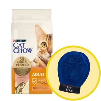 Purina Cat Chow Adultos Atún y Salmón 15kg + Guante de aseo - Cat Chow