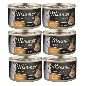 Miamor Feine Filetes en gelatina - comida húmeda para gatos pollo con fideos lata 6x100g