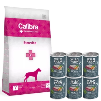 Calibra Veterinary Diets Perro Struvite 12kg & WILD FARM Superfood Duck 6x400g alimento para perros sin cereales