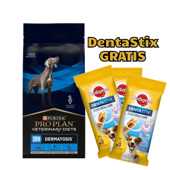 PURINA Pro Plan Veterinary Diets DRM Dermatosis 12kg + 3x DentaStix GRATIS!