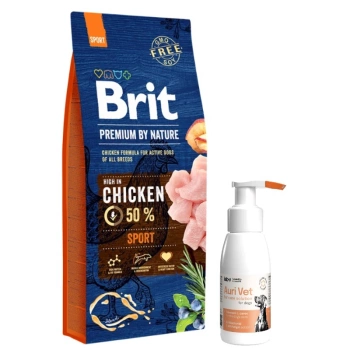 Brit Premium By Nature Sport 15kg & Producto para el cuidado de los oídos de perros 75 ml