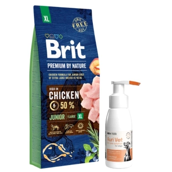 Brit Premium By Nature Junior XL con Pollo 15kg & Producto para el cuidado de los oídos de perros 75 ml