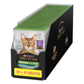 Purina Pro Plan Sterilised con pato para gatos 26x85g (18+8 GRATIS)