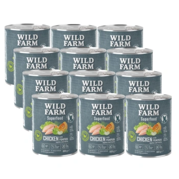 WILD FARM Superfood Chicken (Pollo con calabaza, manzana y hierbas) 12x800g pienso para perros sin cereales