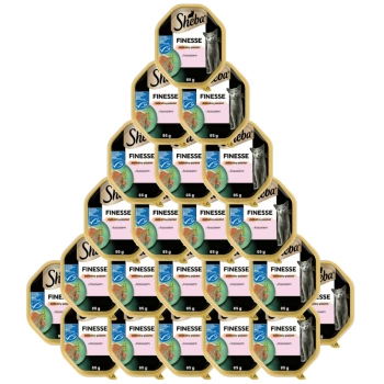 SHEBA Finesse bandeja 22x85 g - comida húmeda completa para gatos adultos, con salmón, en paté