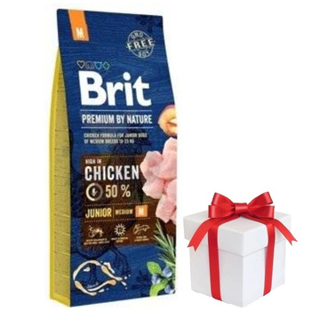 Brit Premium By Nature Junior M con Pollo 15kg + ¡Sorpresa para el Perro GRATIS!