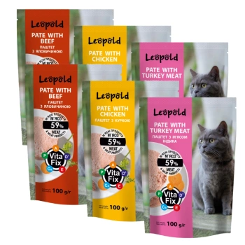 Leopold paté de carne mezcla sabores para gatos 6x100g