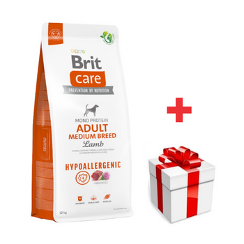 BRIT CARE Perro Hipoalergénico Adulto Raza Mediana Cordero 12kg + sorpresa gratis