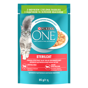 Purina One Sterilcat con pavo y judías verdes 85g