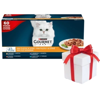 Purina Gourmet Perle Mini Filetes en salsa Comida para gatos 60x85g + ¡Sorpresa GRATIS para el Gato!