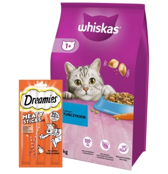 WHISKAS Comida Seca para Gatos 1+ con Atún 14kg + DREAMIES 30 g ¡GRATIS!