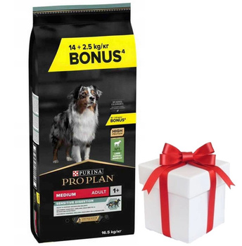 PRO PLAN Sensitive Digestion Medium Pienso para perros adultos rico en cordero 14kg + 2.5kg + ¡Sorpresa para el Perro GRATIS!