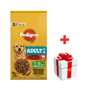PEDIGREE® Adult 12 kg con carne de vacuno - alimento completo seco para perros adultos de tamaño grande y mediano + sorpresa para el perro
