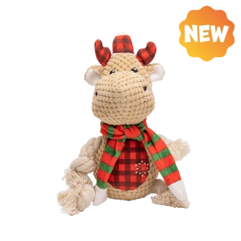 UNIQ PETS JUGUETE DE PELUCHE PARA PERROS SQUEAKIES Rudolf con chirriador 27 x 12 x 12 cm