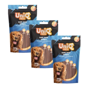 UNIQ PETS golosinas para perros palitos de carne 3x80g