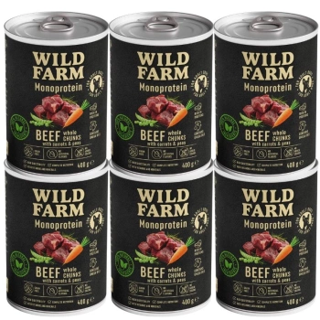 Wild Farm Monoprotein Beef 6x400g alimento hipoalergénico para perros